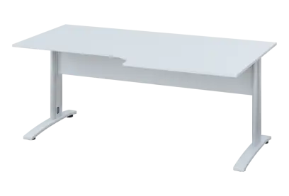 ERK 28 - 188 stůl kancelářský, rohový, pravý, kovová podnož bílá, deska 25 mm, široký 1800 mm, bílá